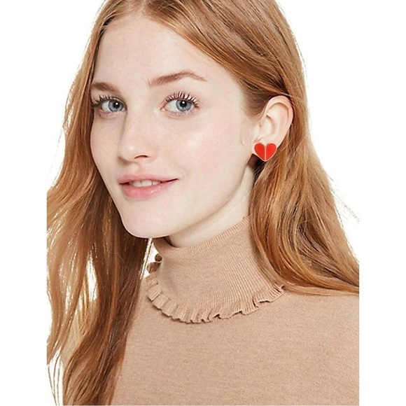KATE SPADE • Red Heritage Spade Heart Stud Earrings - Picture 2 of 5